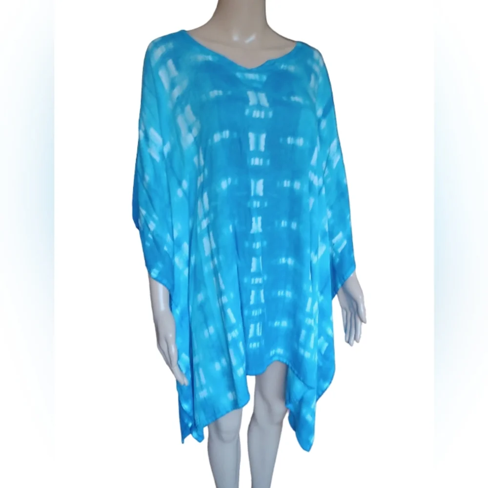 Womens Wearable Art Hand Dyed Bohemian Poncho Tunic Top Oversized Size Small - Picture 3 of 8